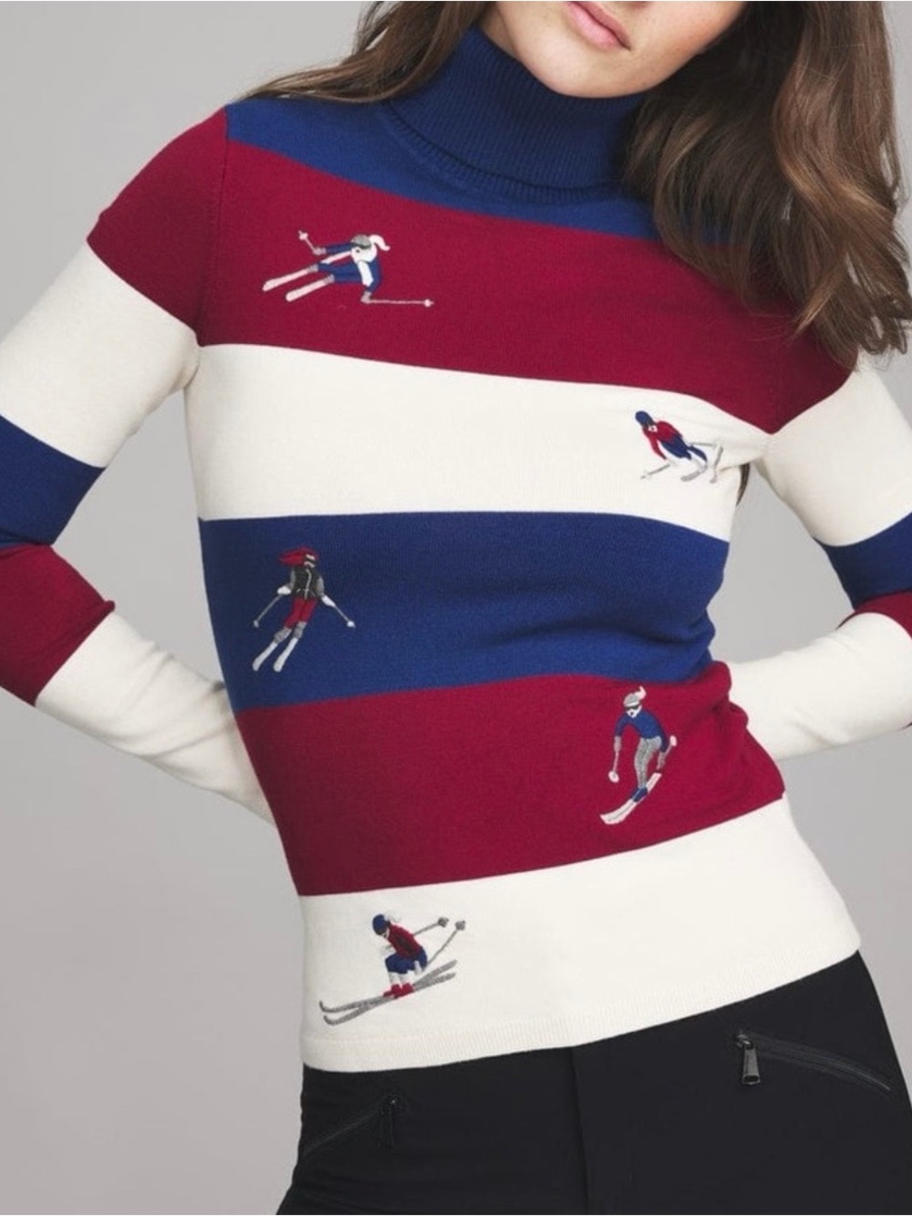 Alp N Rock Navy, Red & Cream Ski-Motif Turtleneck Sweater